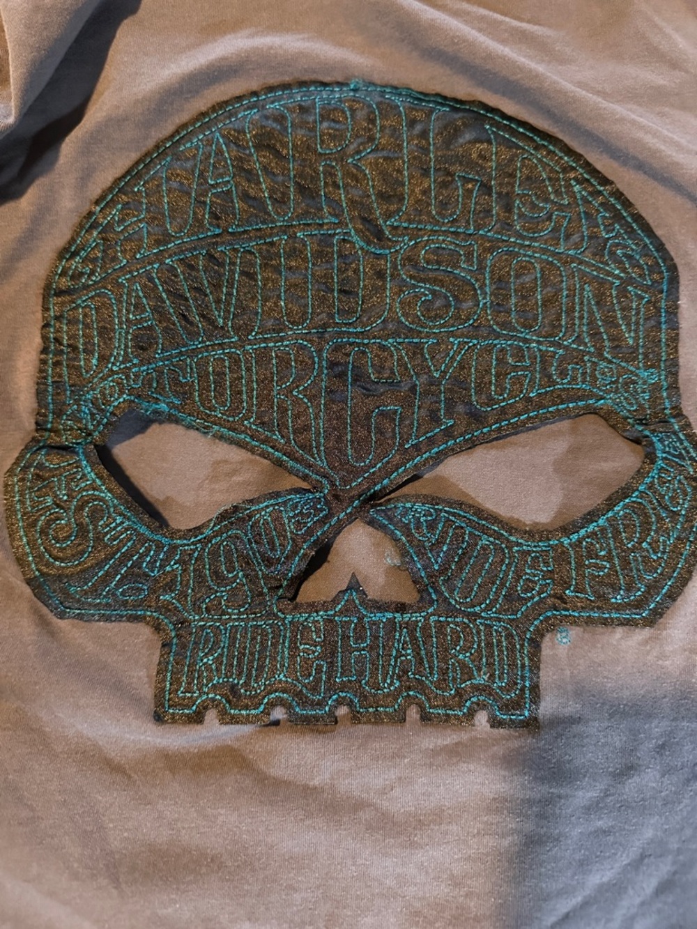 Harley-Davidson Kids Short Sleeve Gray Tee with Teal Logo Stitching